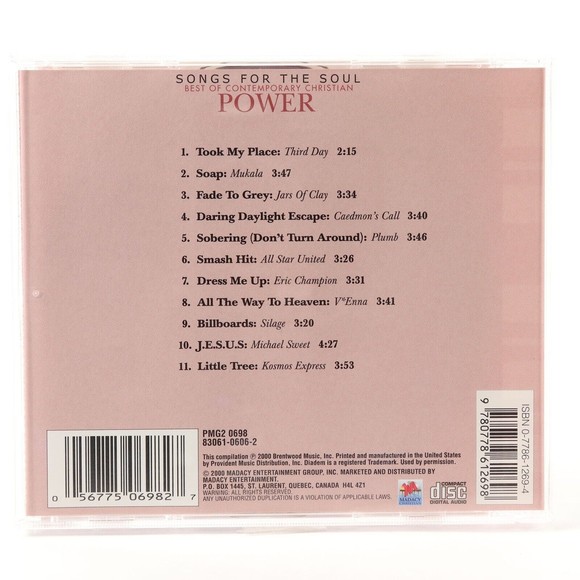 Songs for the Soul: Power by Various (CD, Dec-2000) LIKE NEW Madacy Christian - Picture 2 of 7